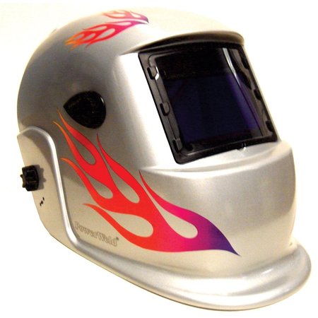 POWERWELD PowerWeld Professional Series ADF Welding Helmet, Silver with Flame PWH98554